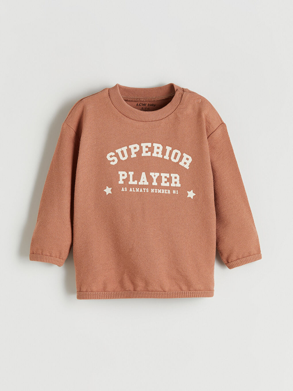 Kahverengi Bisiklet Yaka Uzun Kollu Baskılı Erkek Bebek Tişört ve Eşofman Alt 2'li Takım-1