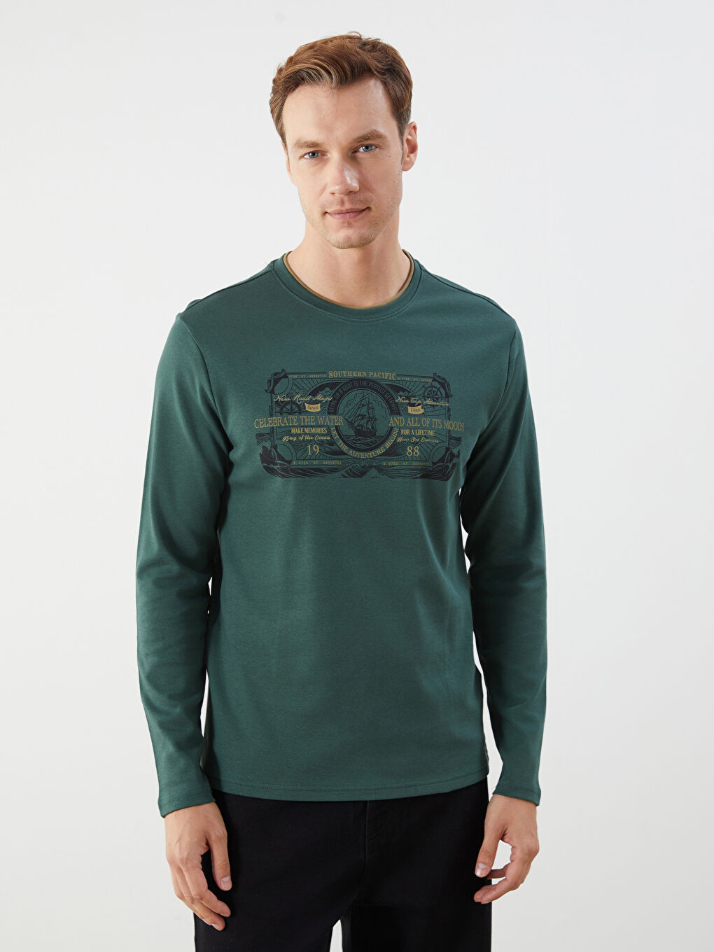 Crew Neck Long Sleeve Printed Men's Sweatshirt -W53314Z8-HRV