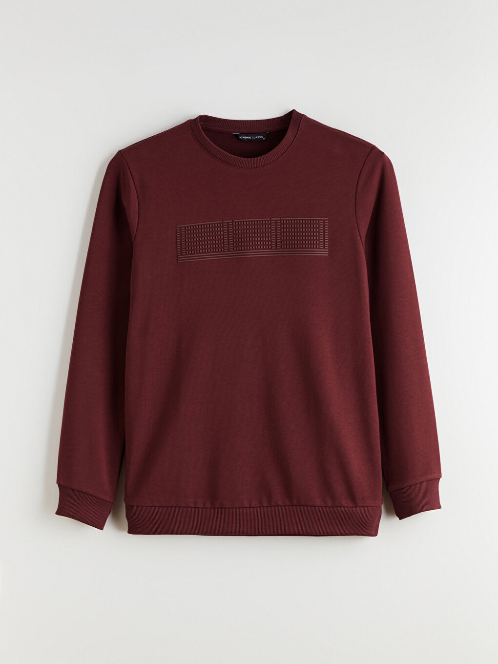 Bordo Bisiklet Yaka Uzun Kollu Baskılı Erkek Sweatshirt-4