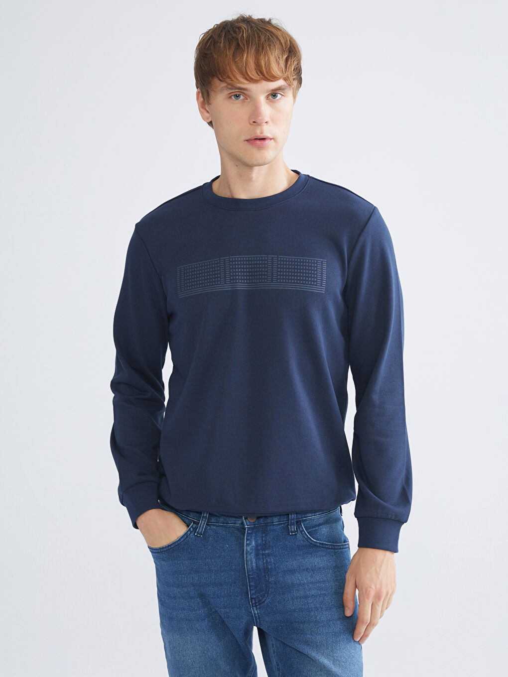 Crew Neck Long Sleeve Printed Men's Sweatshirt-1