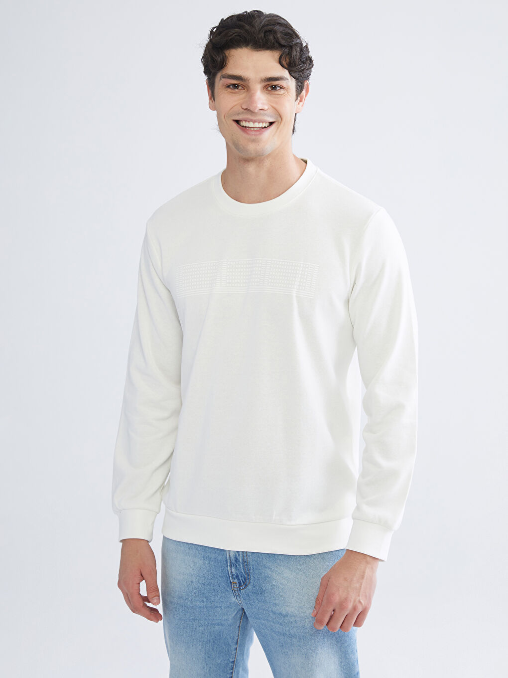 Crew Neck Long Sleeve Printed Men's Sweatshirt-1