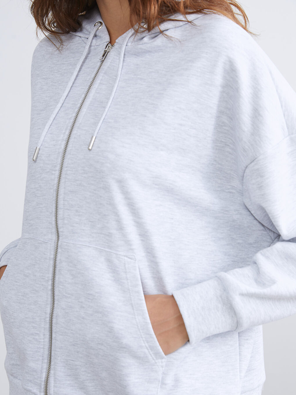 LCW Vision Hooded Oversize Women's Zipper Sweatshirt -W53318Z8-LAL
