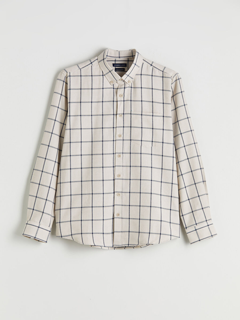 Bej Regular Fit Uzun Kollu Ekose Erkek Gömlek-4