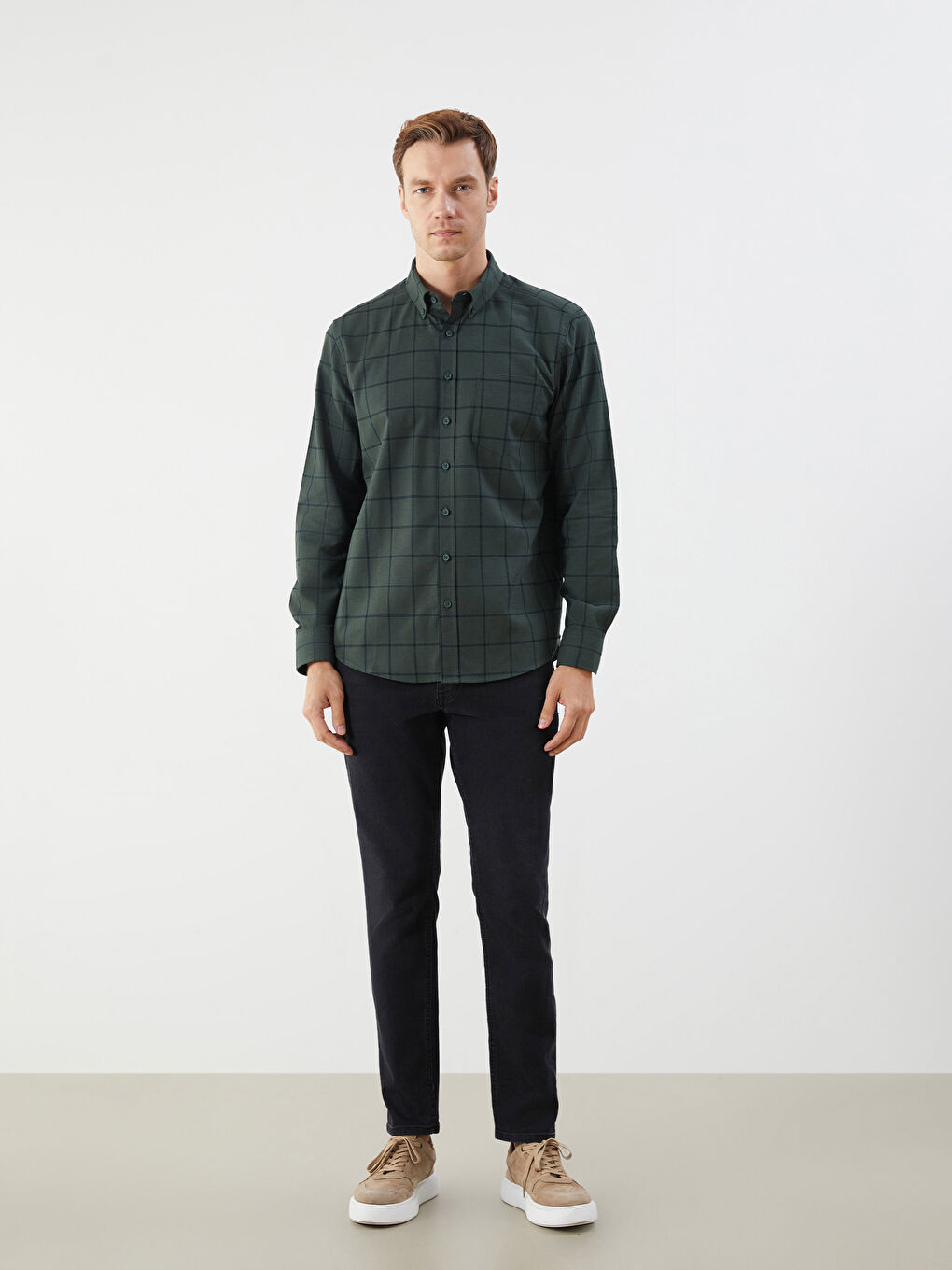 LCWAIKIKI Classic Regular Fit Long Sleeve Plaid Men's Shirt -W53326Z8-LMU