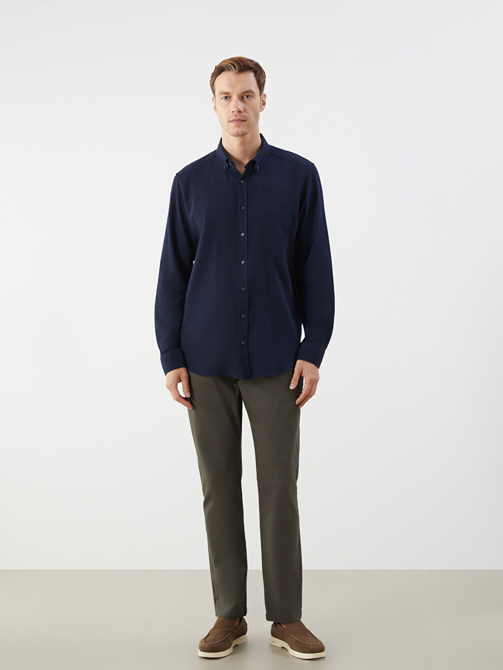 LCWAIKIKI Classic Regular Fit Long Sleeve Dobby Fabric Men's Shirt -W53327Z8-D5E