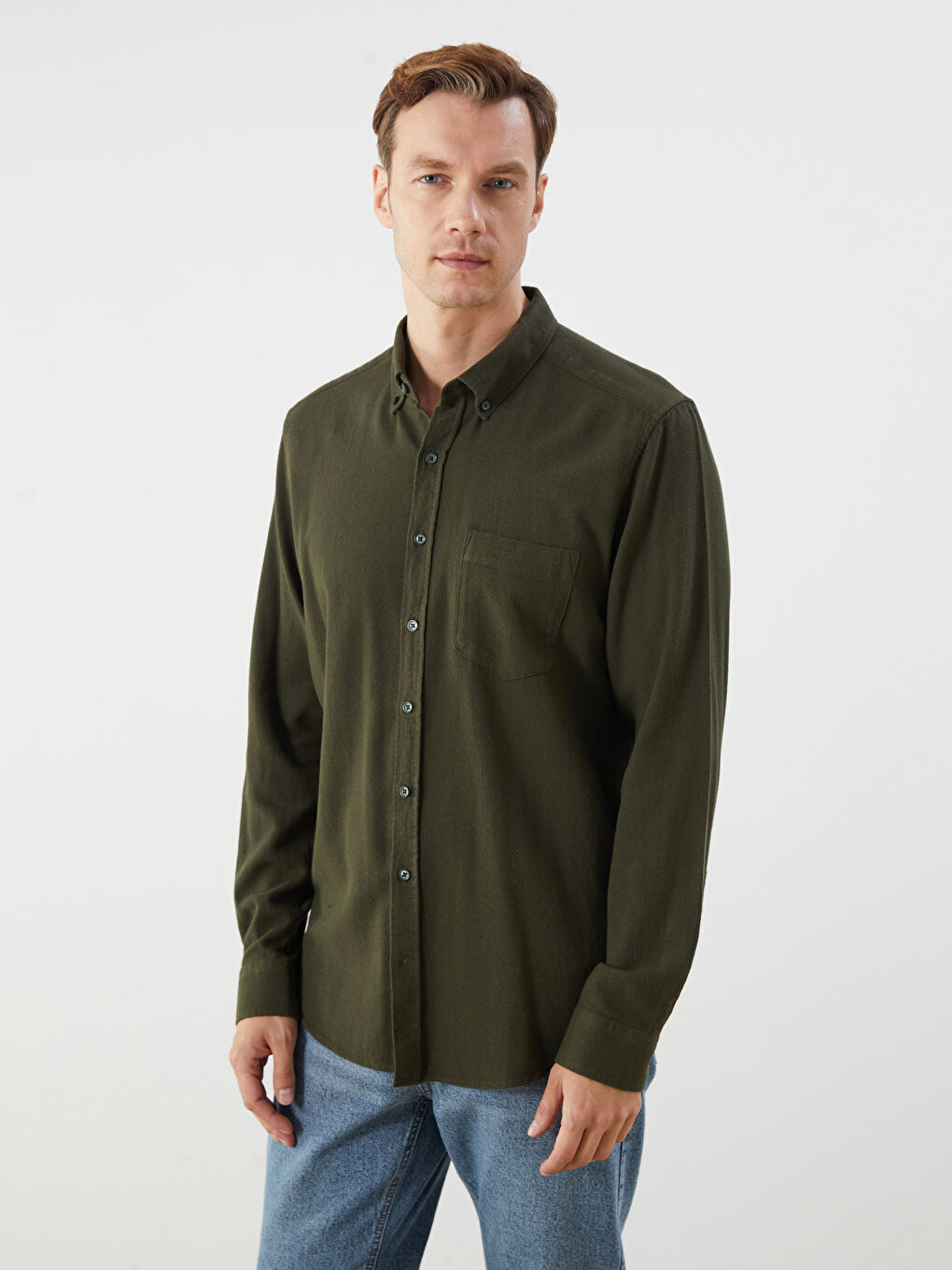 LCWAIKIKI Classic Regular Fit Long Sleeve Dobby Fabric Men's Shirt -W53327Z8-HDL