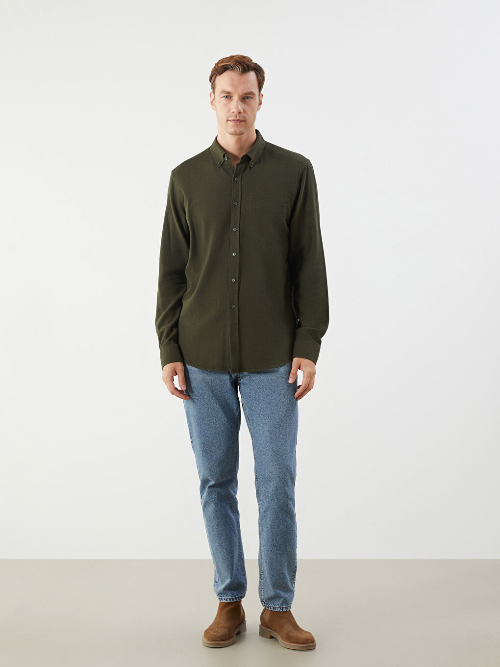 LCWAIKIKI Classic Regular Fit Long Sleeve Dobby Fabric Men's Shirt -W53327Z8-HDL