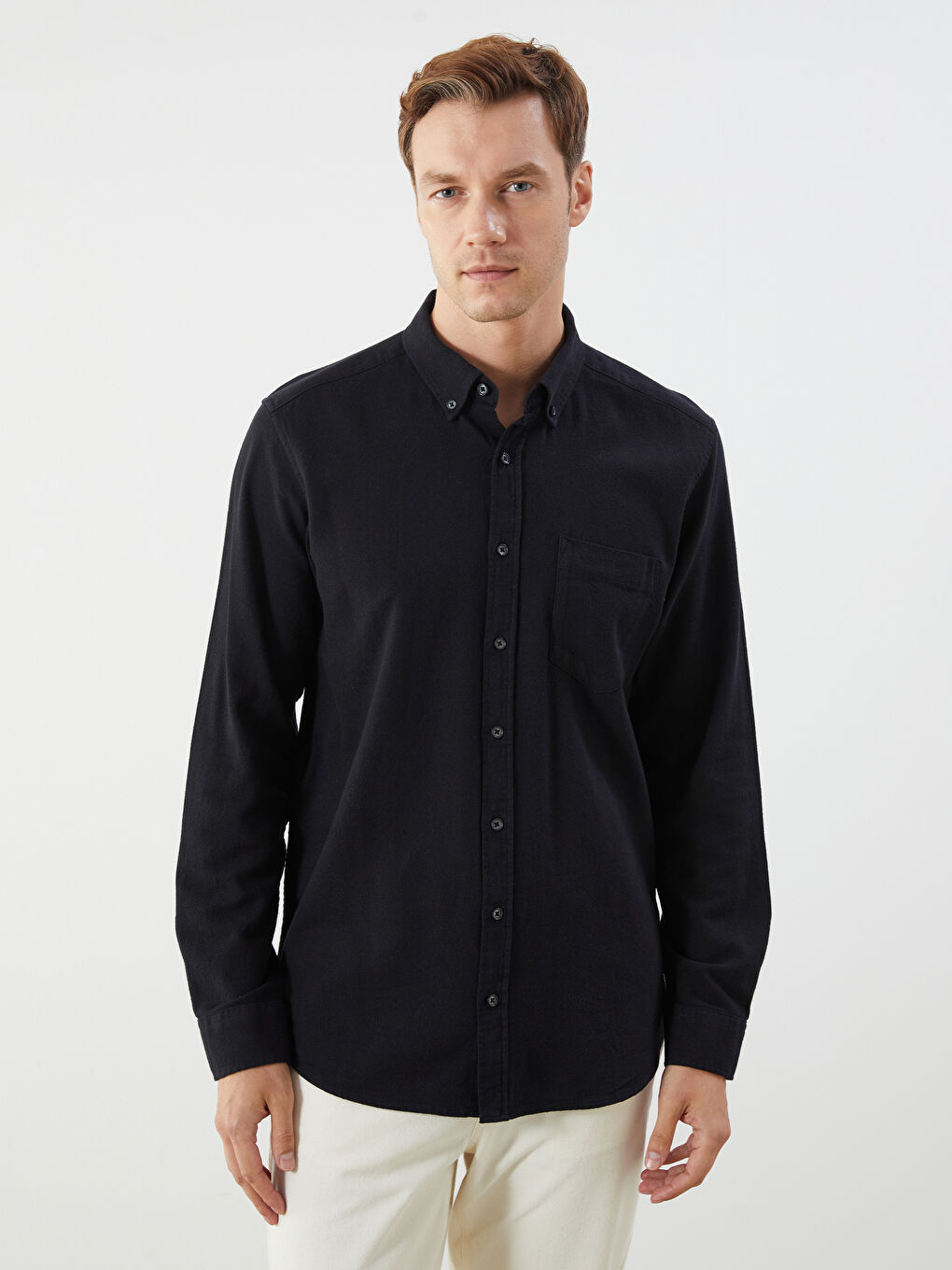 LCWAIKIKI Classic Regular Fit Long Sleeve Dobby Fabric Men's Shirt -W53327Z8-L8N