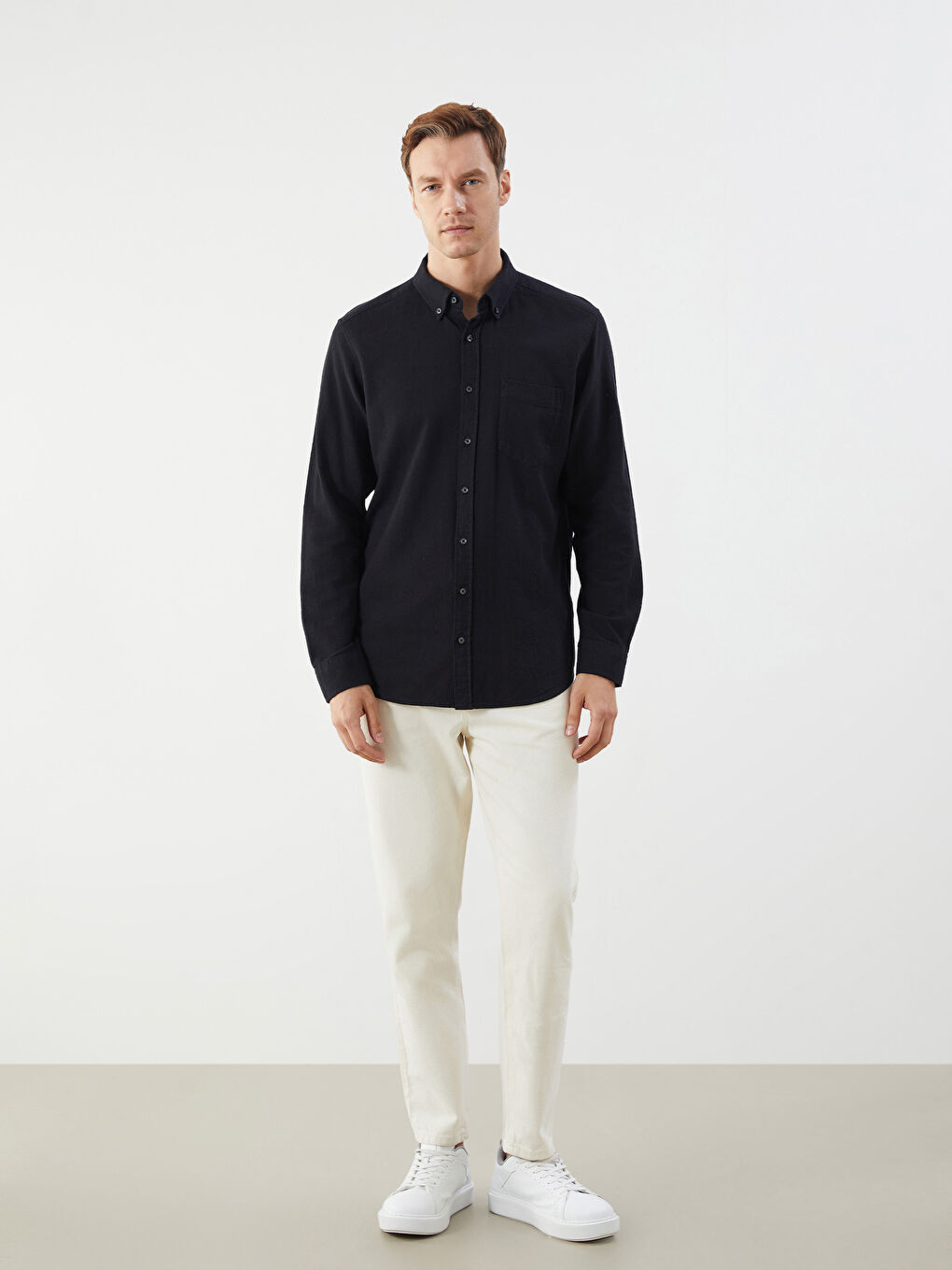 LCWAIKIKI Classic Regular Fit Long Sleeve Dobby Fabric Men's Shirt -W53327Z8-L8N