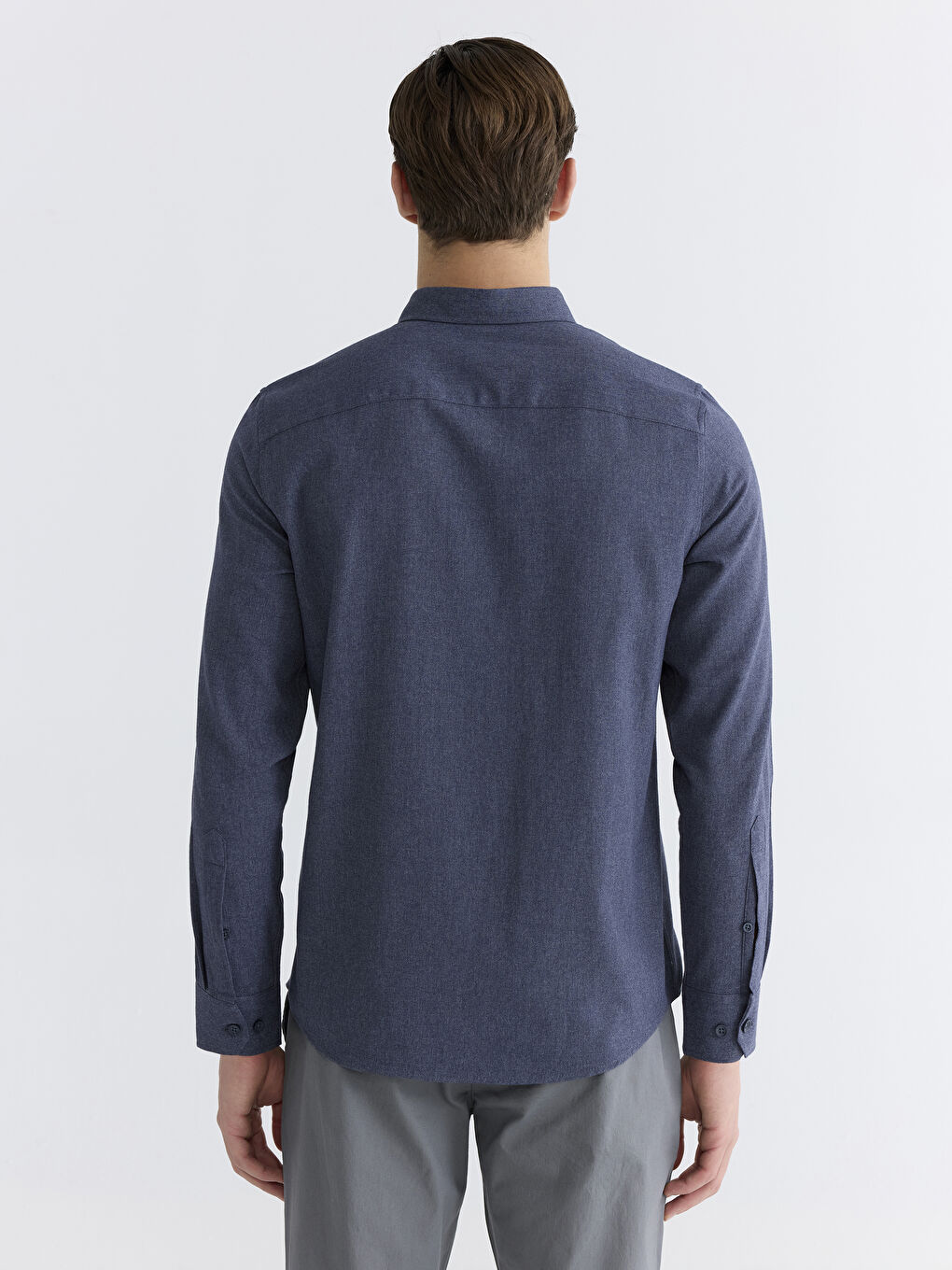İndigo Regular Fit Uzun Kollu Armürlü Erkek Gömlek-3