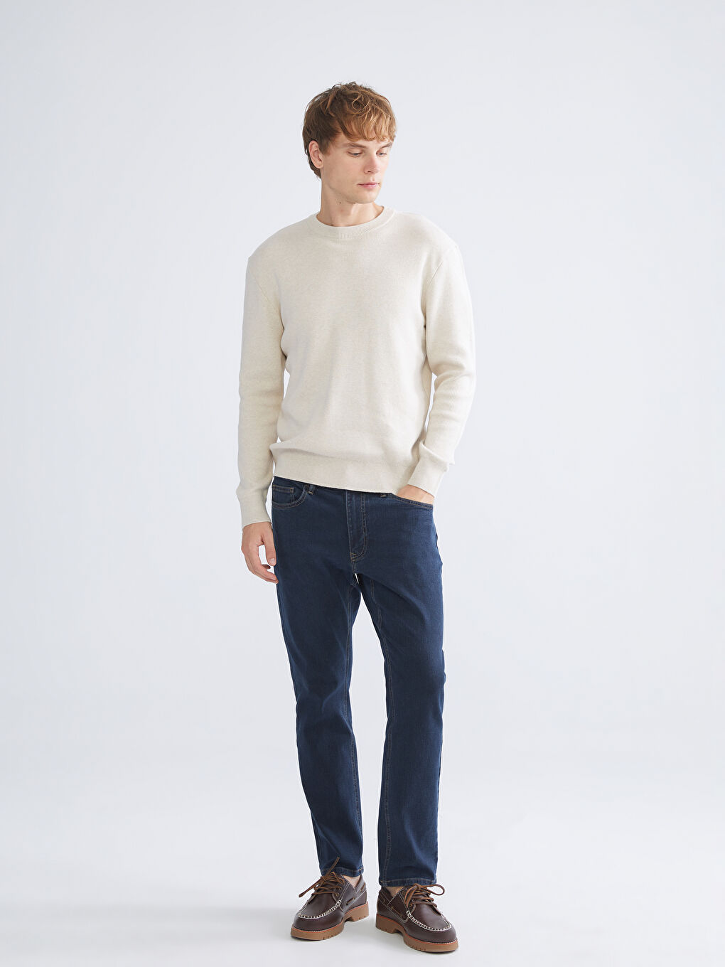 Muški trikotažni džemper okruglog izreza dugih rukava-1