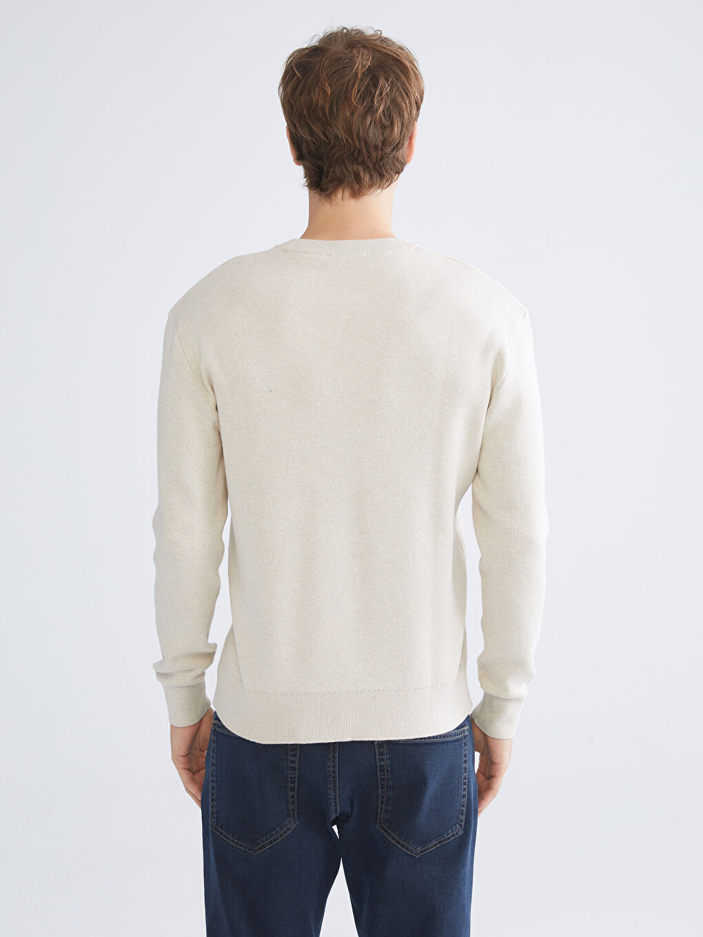 Muški trikotažni džemper okruglog izreza dugih rukava-3