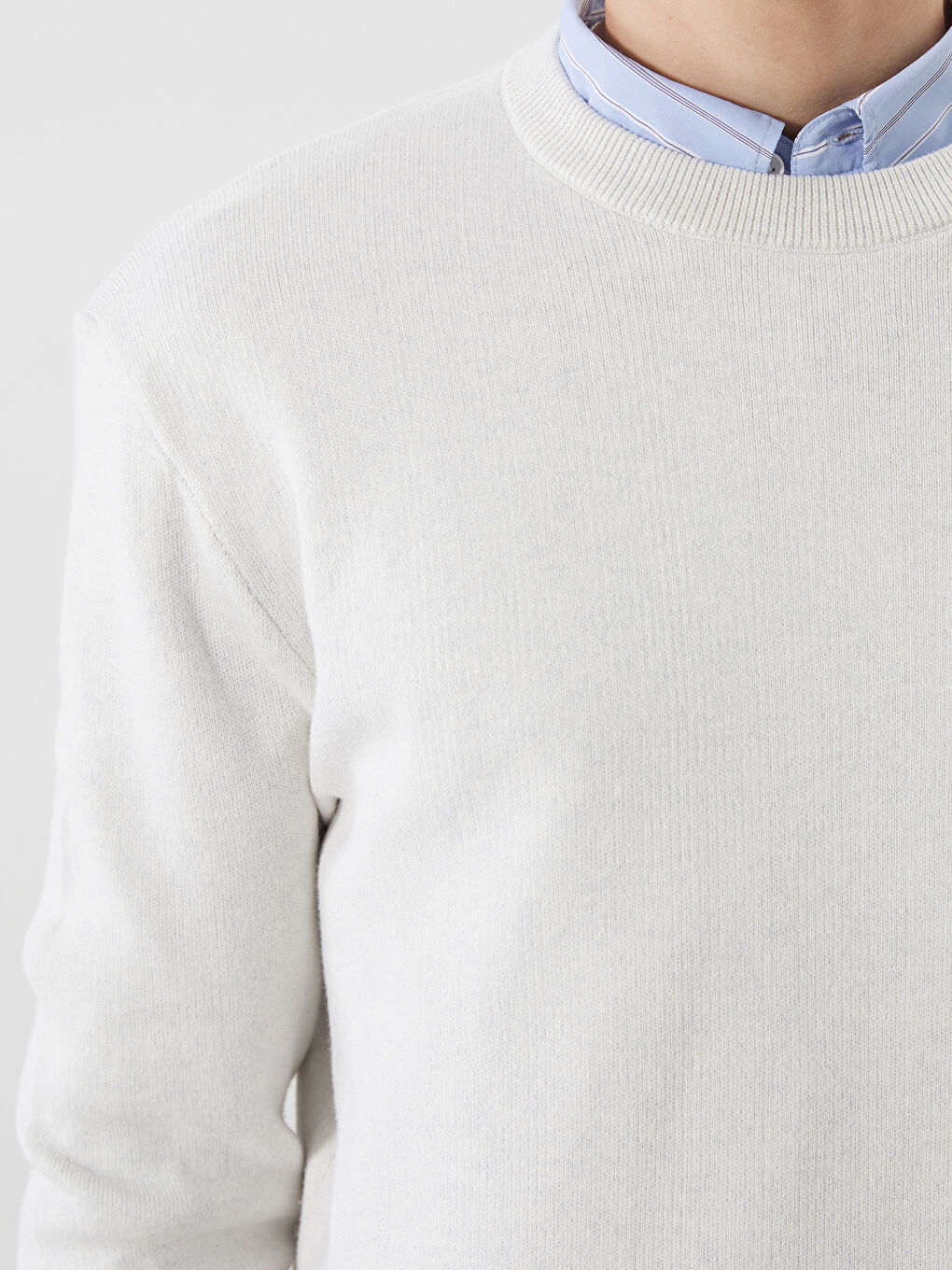 Crew Neck Long Sleeve Men's Tricot Sweater-2
