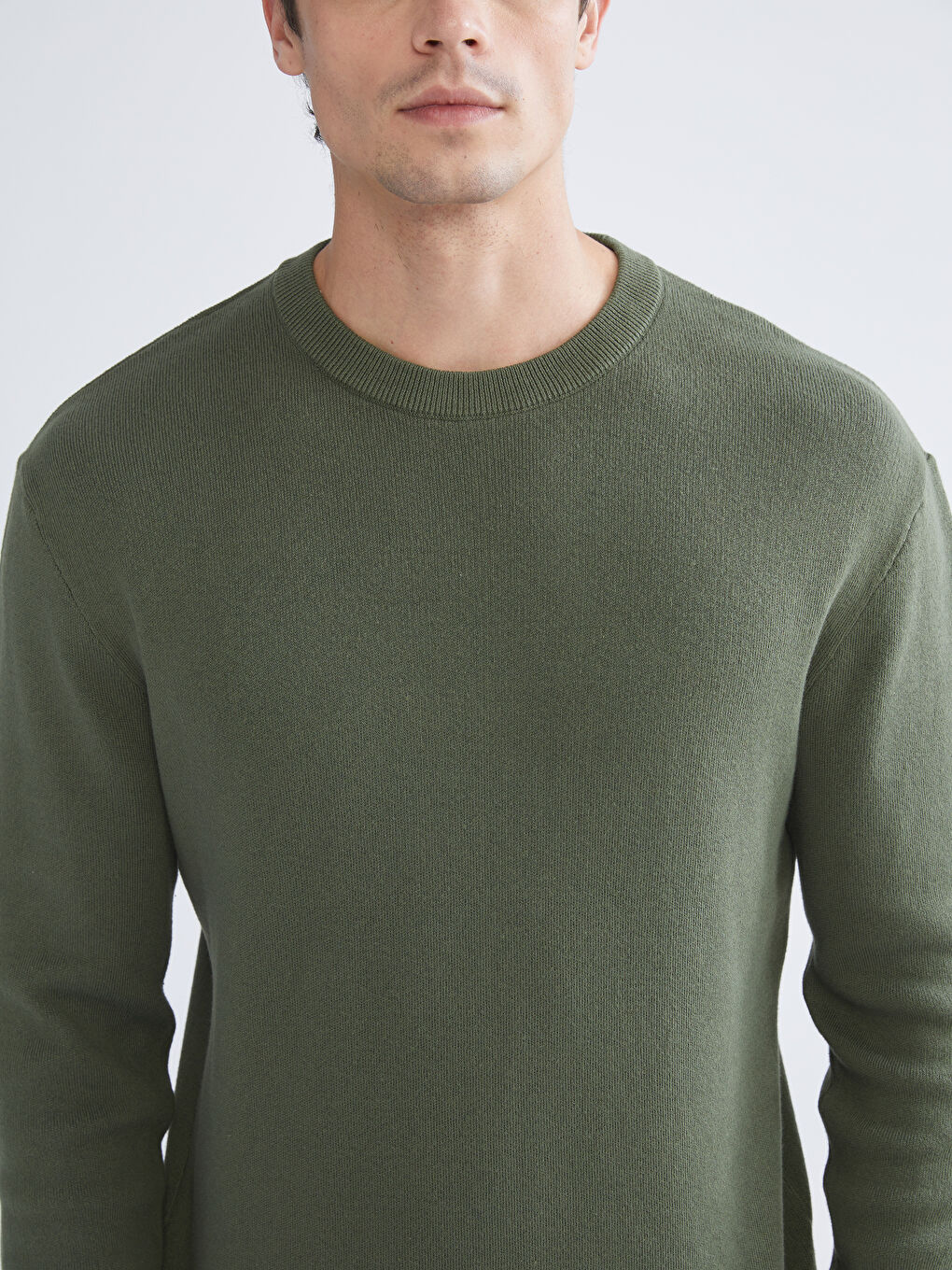 Crew Neck Long Sleeve Men's Tricot Sweater-2