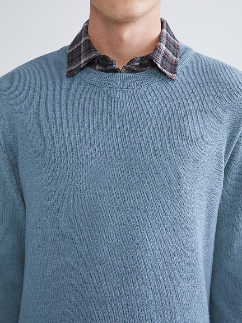 Mavi Bisiklet Yaka Erkek Triko Kazak-2