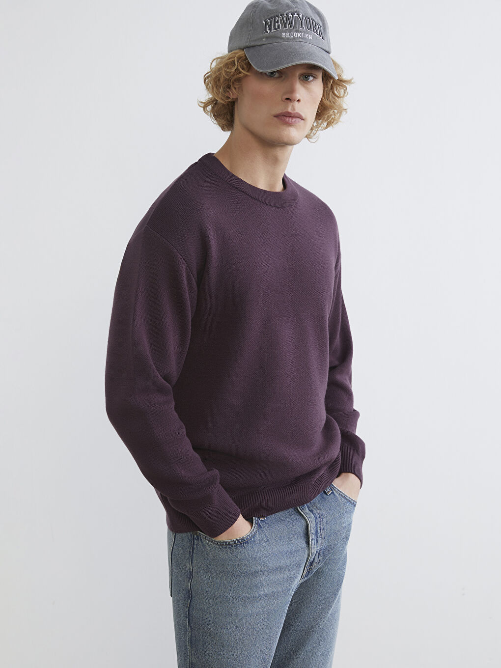 Mürdüm Bisiklet Yaka Erkek Triko Kazak