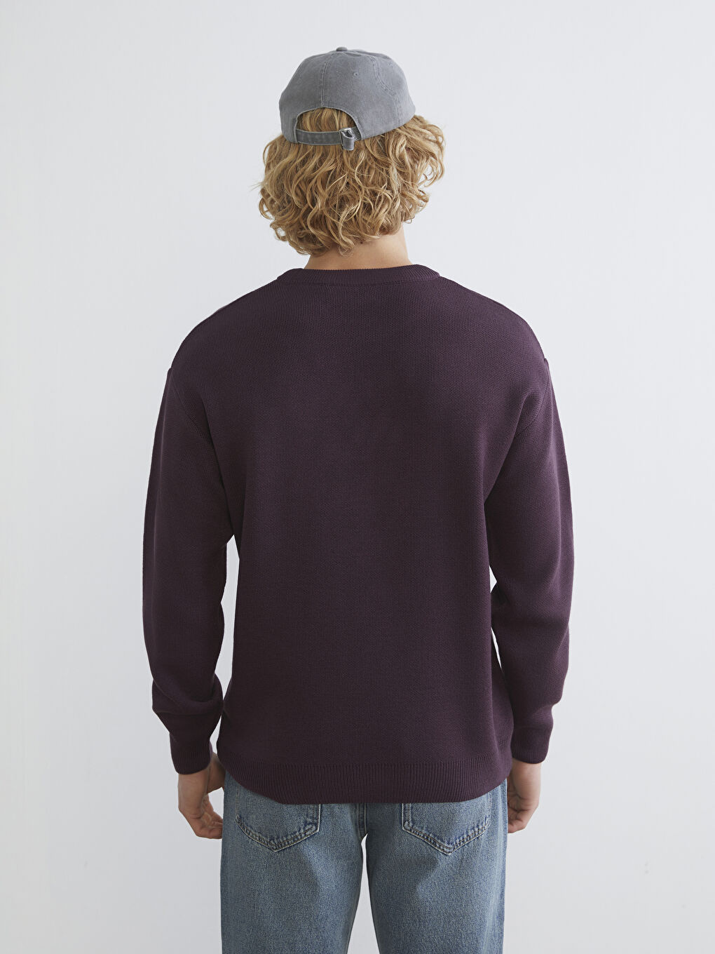 Mürdüm Bisiklet Yaka Erkek Triko Kazak-3