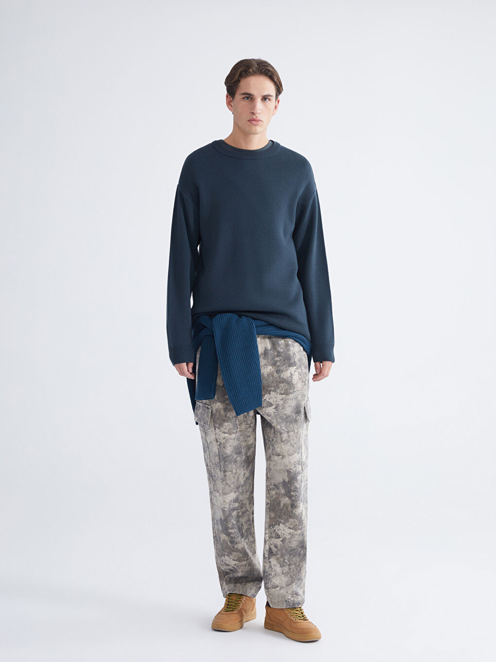 Petrol Bisiklet Yaka Erkek Triko Kazak-1