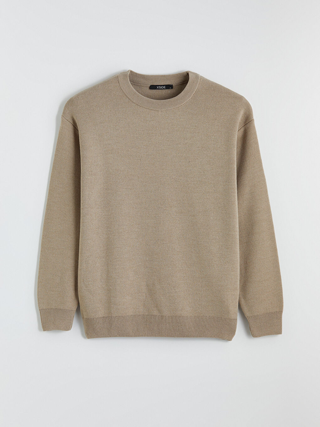 Bej Bisiklet Yaka Erkek Triko Kazak