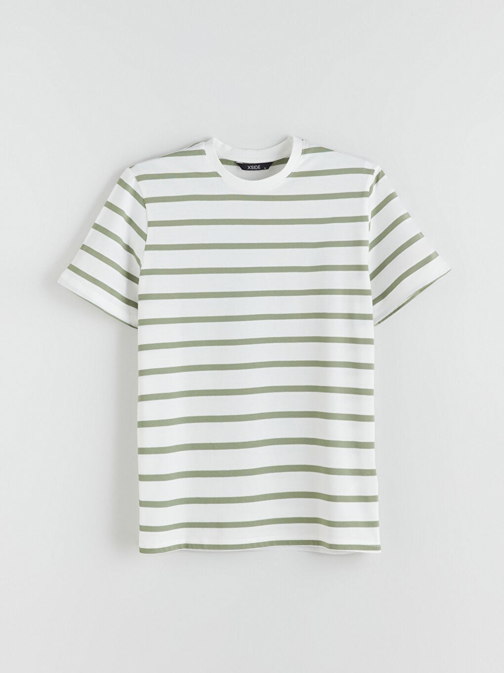 Yeşil Bisiklet Yaka Çizgili Penye Erkek Tişört-4