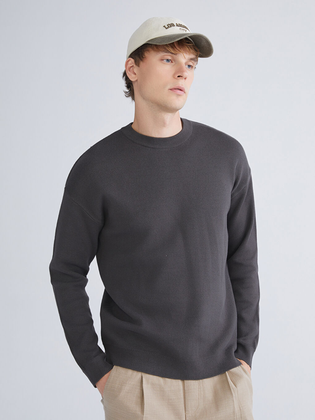 Crew Neck Long Sleeve Men's Tricot Sweater