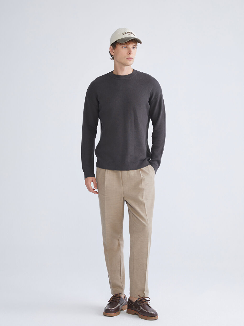 Crew Neck Long Sleeve Men's Tricot Sweater-1