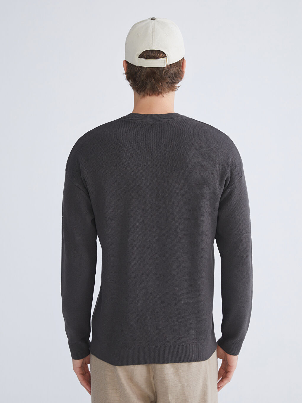 Crew Neck Long Sleeve Men's Tricot Sweater-3