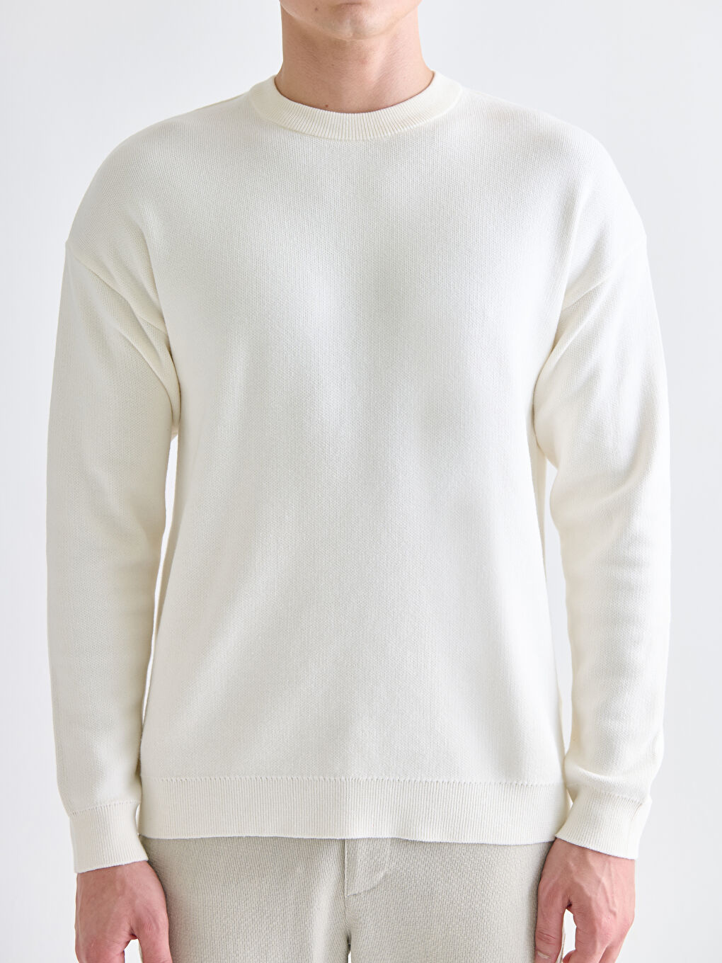 Crew Neck Long Sleeve Men's Tricot Sweater-4