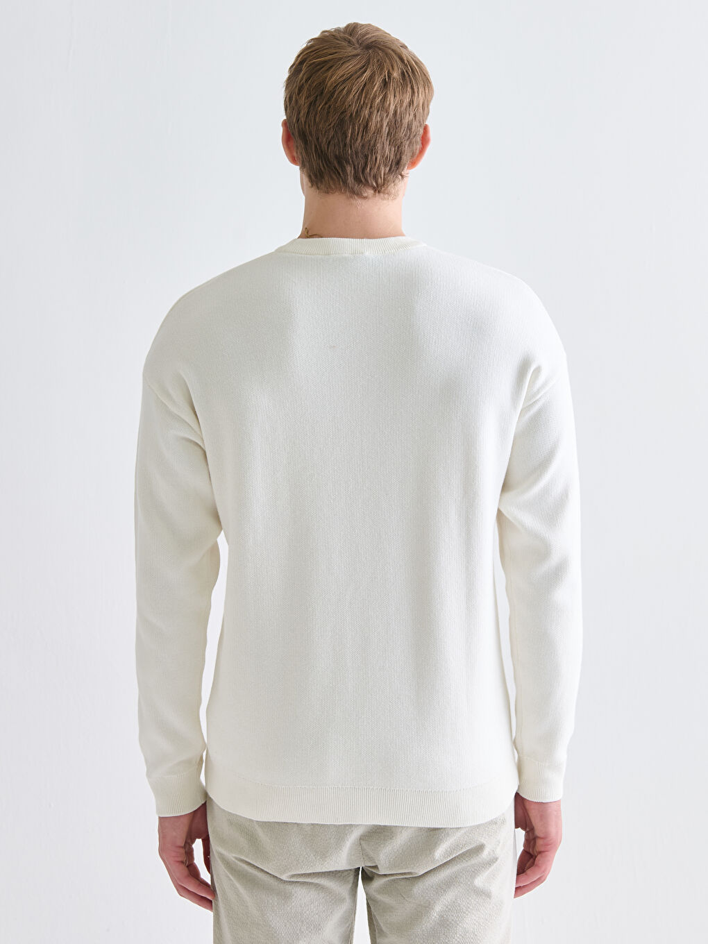 Crew Neck Long Sleeve Men's Tricot Sweater-6