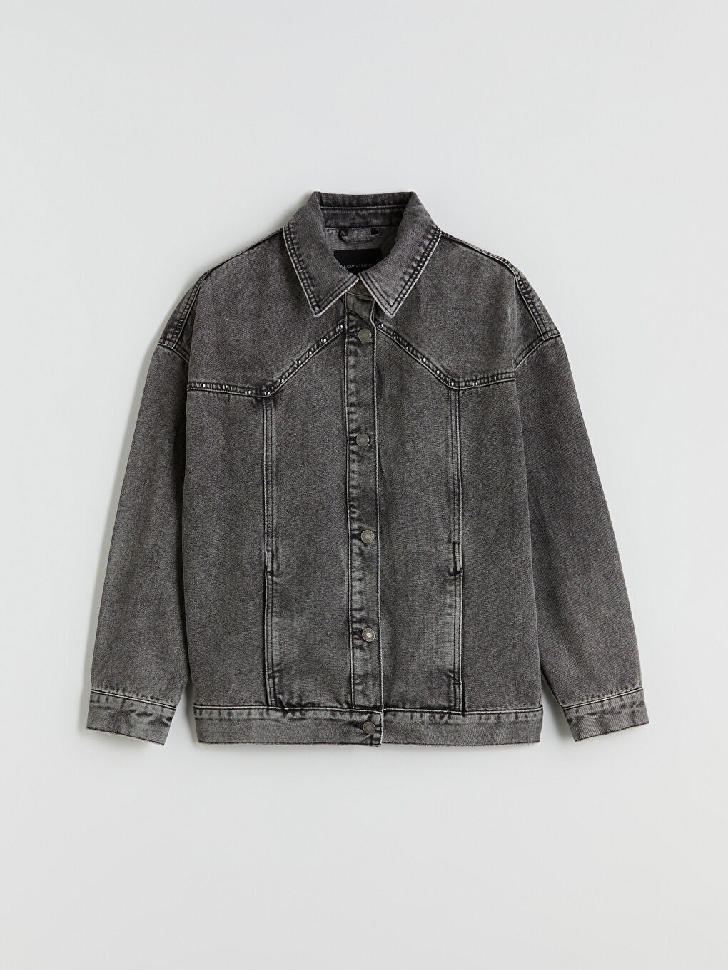 LCW Vision Shirt Collar Oversize Women's Denim Jacket -W53358Z8-GRD