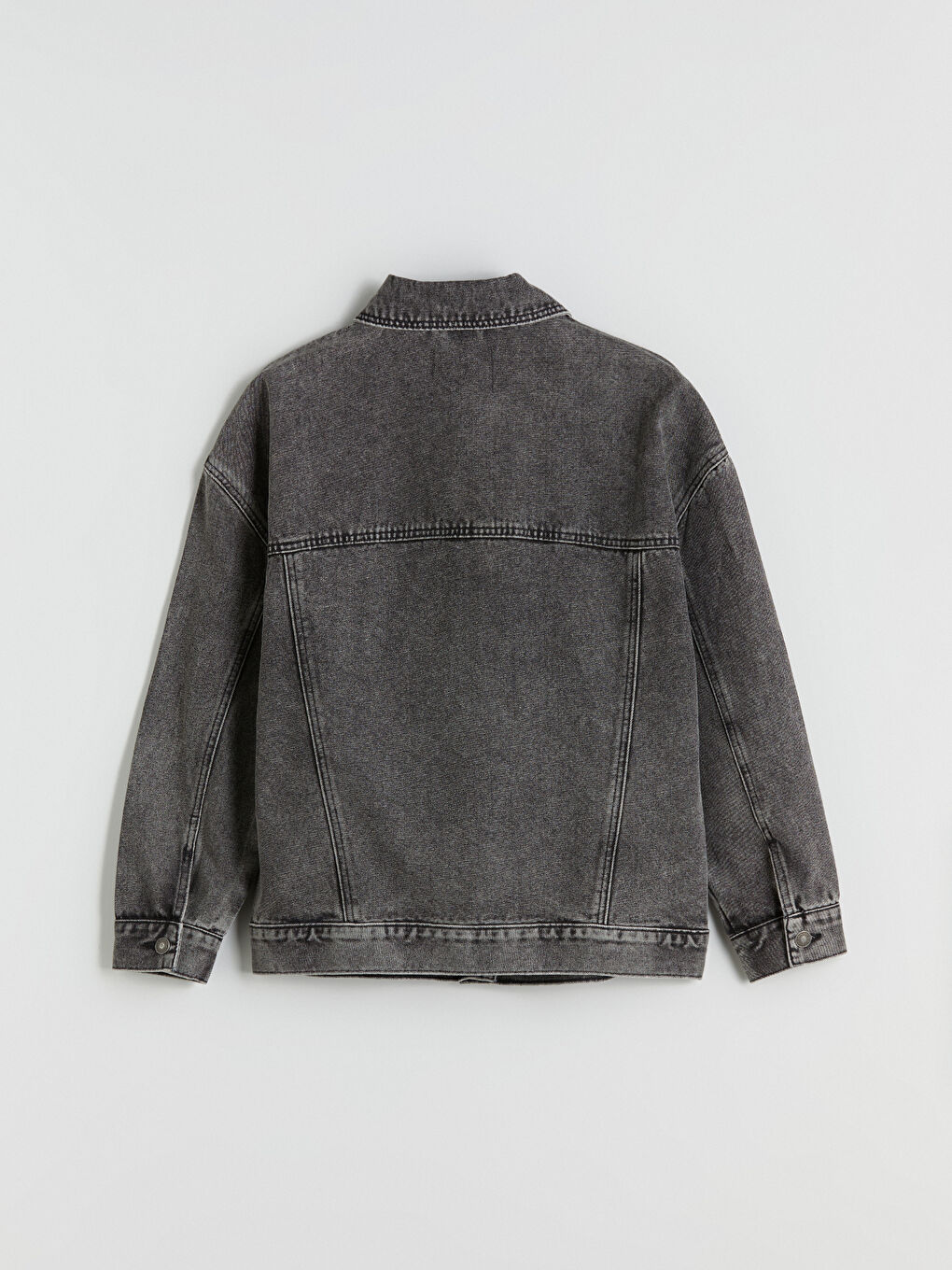 LCW Vision Shirt Collar Oversize Women's Denim Jacket -W53358Z8-GRD