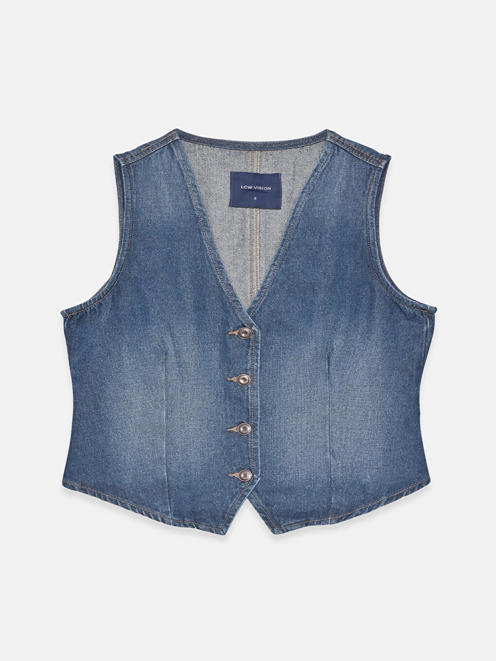 Джинсовий Жилет Жіночий з V-подібним Вирізом-2