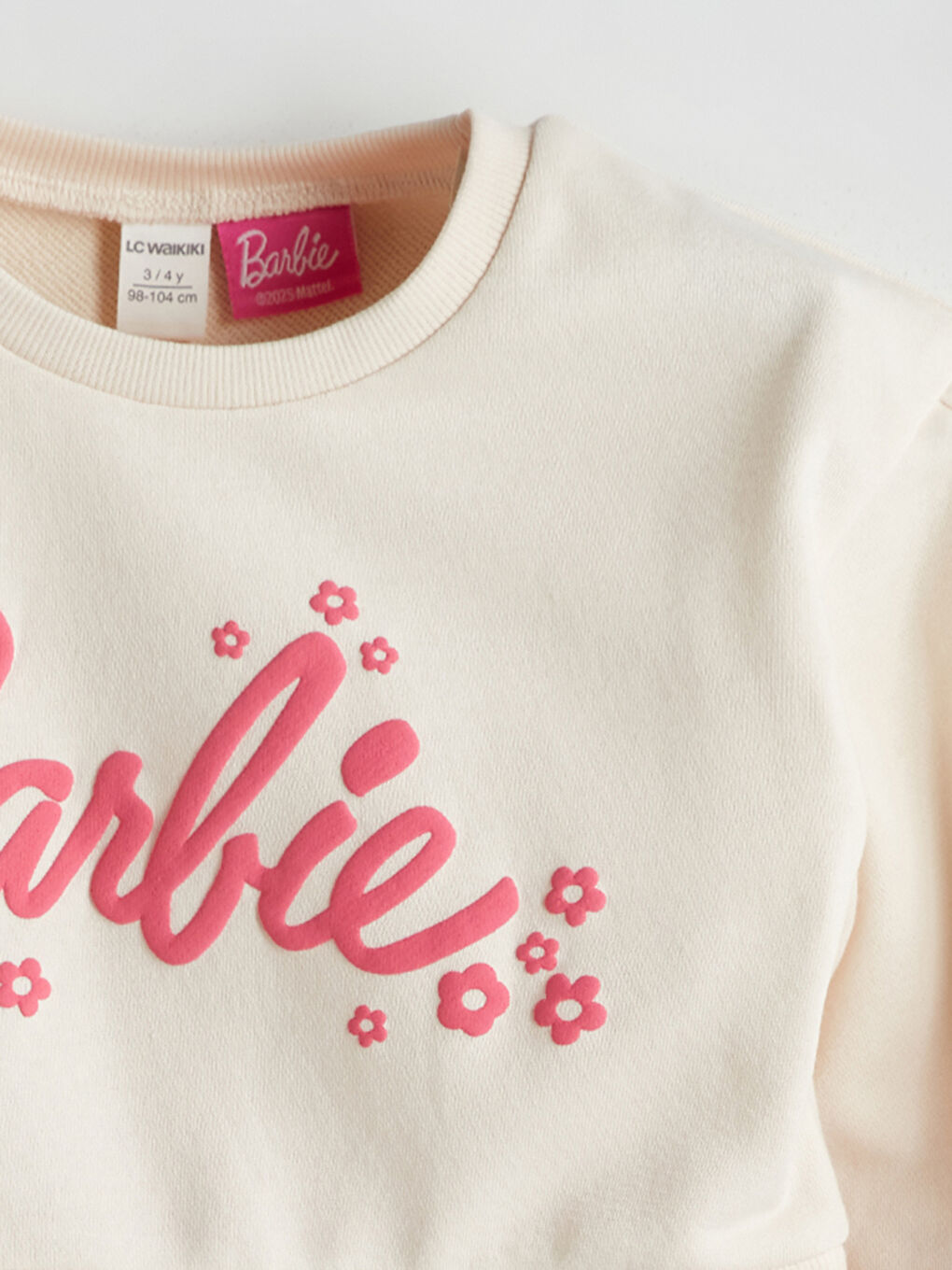 LCW baby Crew Neck Barbie Printed Girls' Dress -W53370Z1-FES