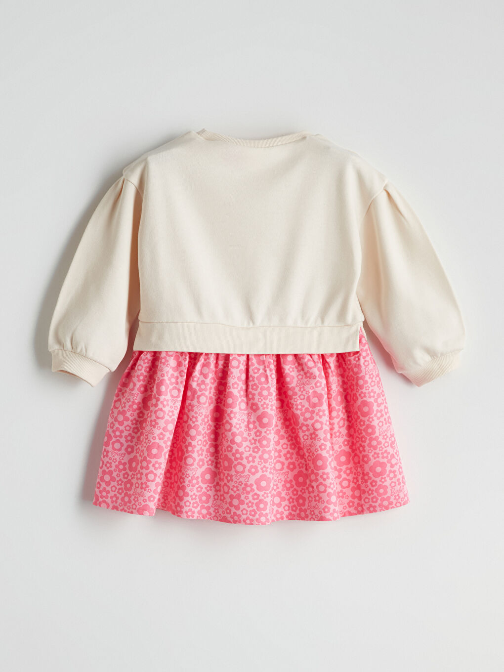 LCW baby Crew Neck Barbie Printed Girls' Dress -W53370Z1-FES