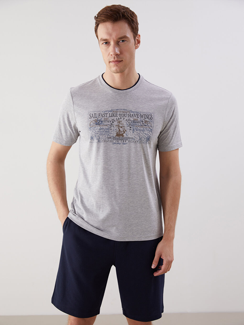 LCWAIKIKI Classic Crew Neck Printed Jersey Men's T-Shirt -W53373Z8-DKY