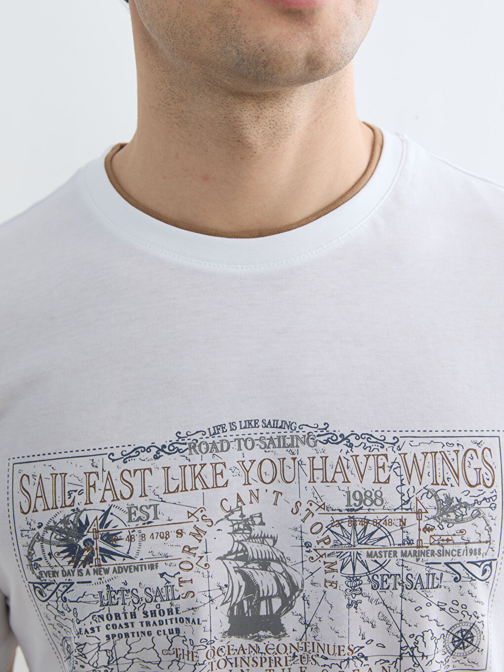 Crew Neck Printed Jersey Men's T-Shirt-4