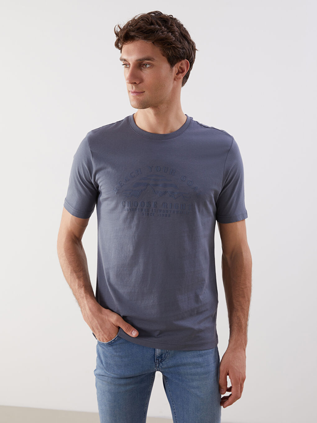 LCWAIKIKI Classic Crew Neck Printed Men's T-Shirt -W53374Z8-GZB