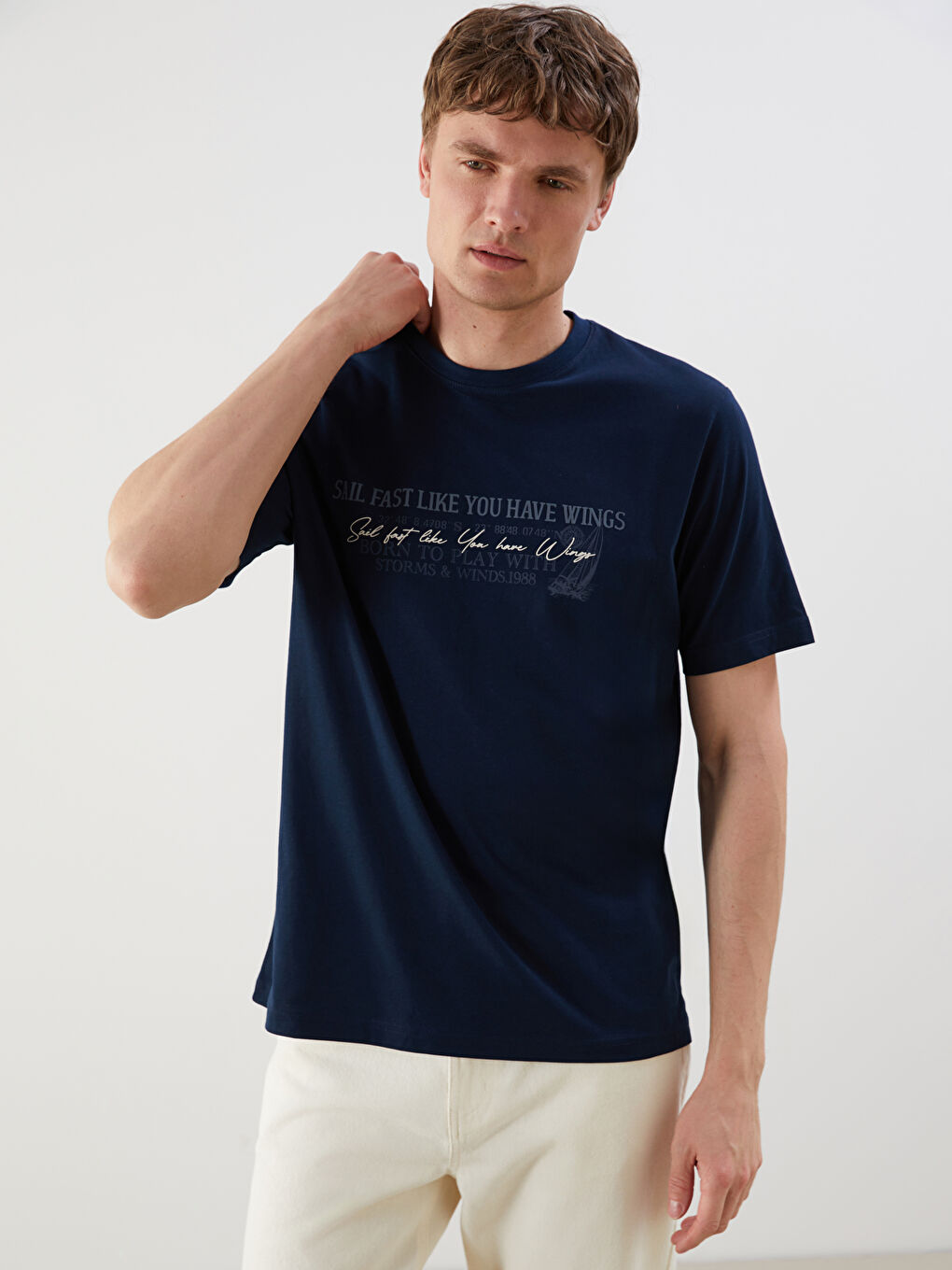 LCWAIKIKI Classic Crew Neck Printed Jersey Men's T-Shirt -W53375Z8-DWP