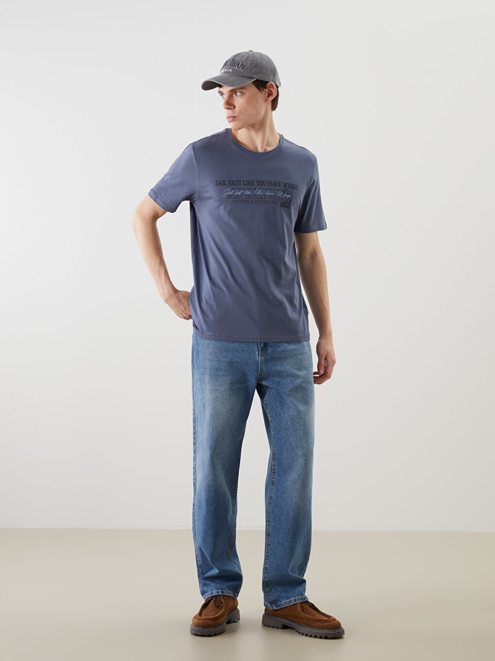 LCWAIKIKI Classic Crew Neck Printed Jersey Men's T-Shirt -W53375Z8-YW2