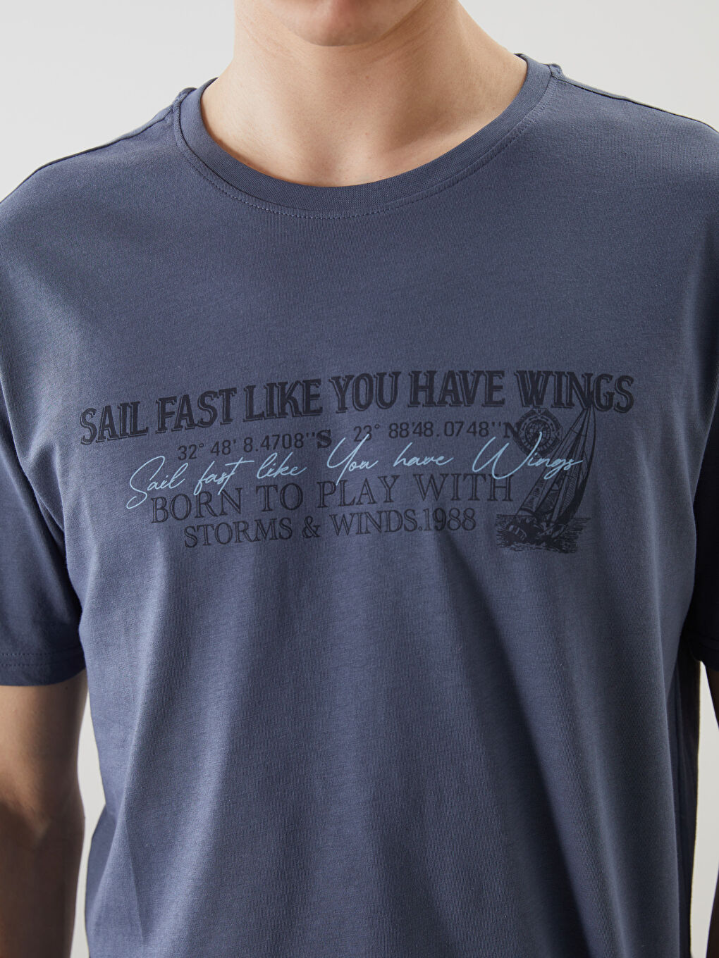 LCWAIKIKI Classic Crew Neck Printed Jersey Men's T-Shirt -W53375Z8-YW2
