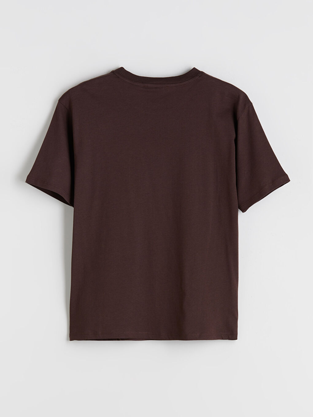 Kahverengi Bisiklet Yaka Baskılı Oversize Kadın Tişört-5