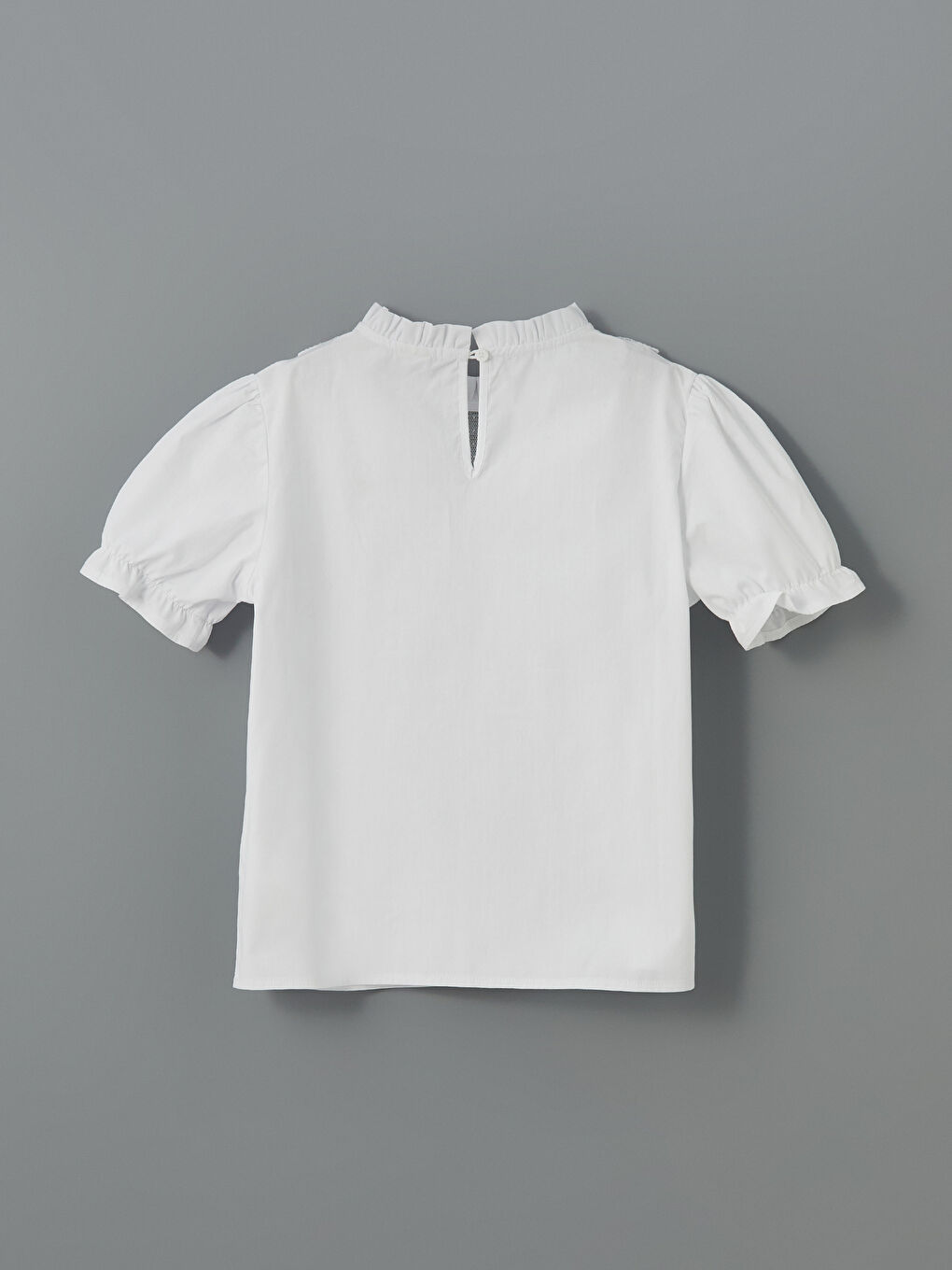 LCW Kids High Collar Plain Lace Poplin Girl Blouse -W53388Z4-Q6K