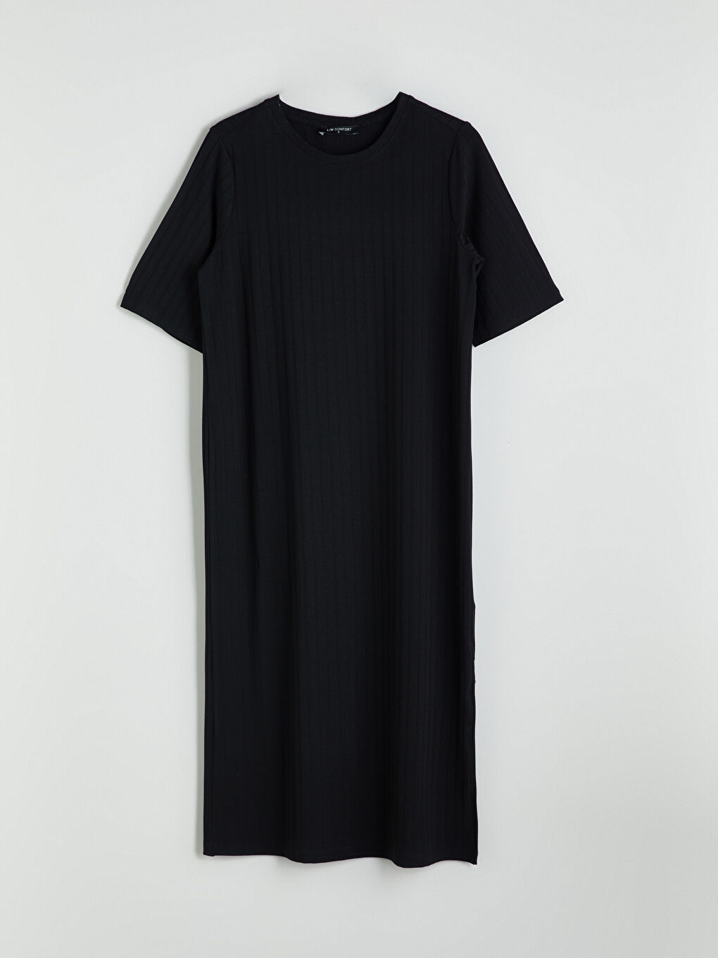 LCW Comfort Crew Neck Striped A-Line Dress -W53392Z8-CVL