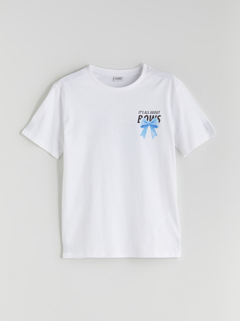 LCW Kids Crew Neck Bow Printed Girls' T-Shirt -W53393Z4-Q6K