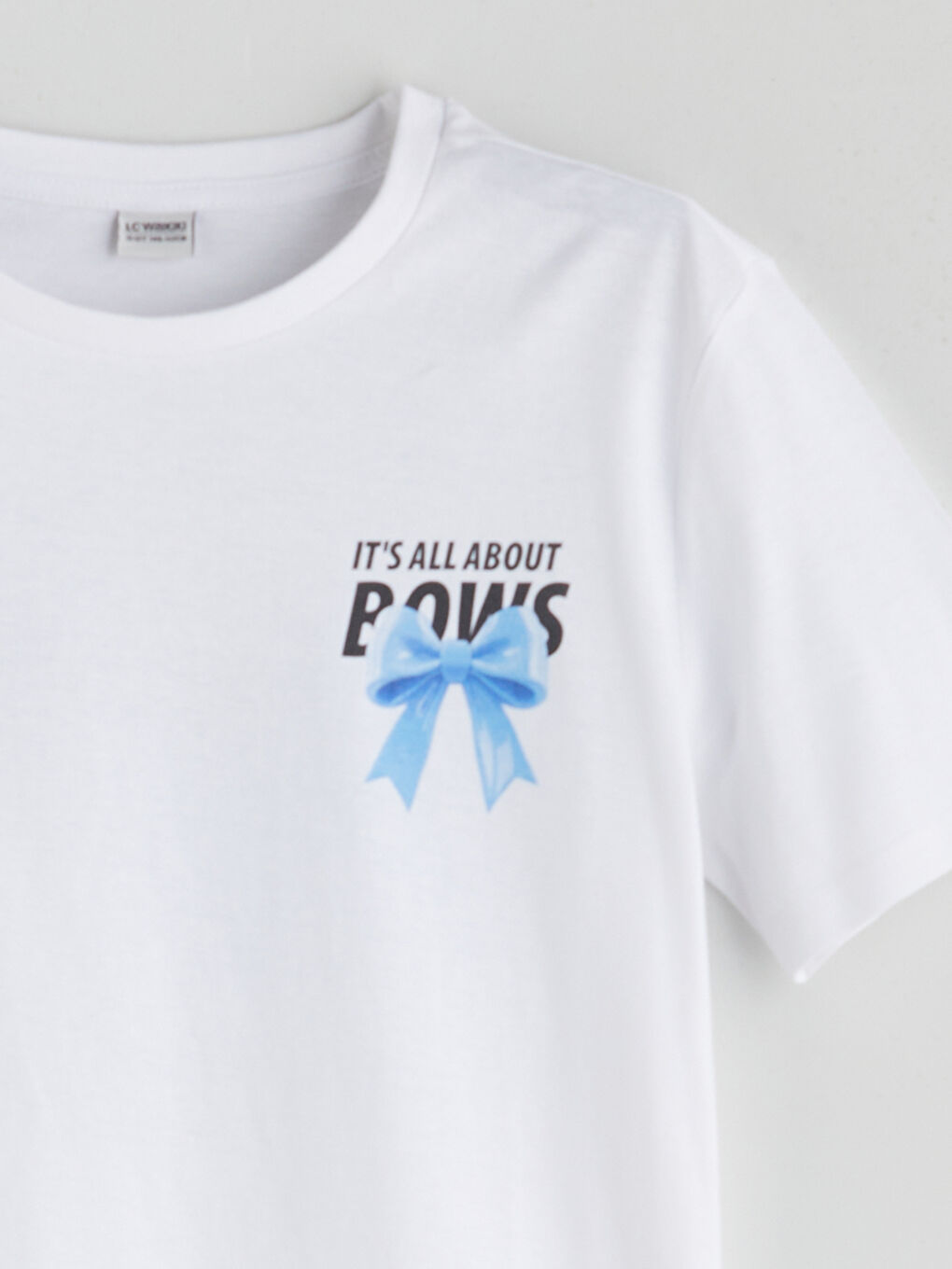 LCW Kids Crew Neck Bow Printed Girls' T-Shirt -W53393Z4-Q6K