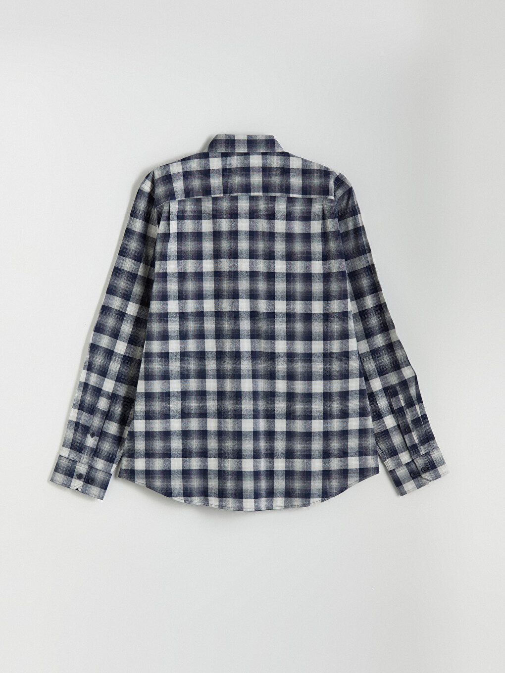 Lacivert Regular Fit Uzun Kollu Ekose Poplin Erkek Gömlek-5