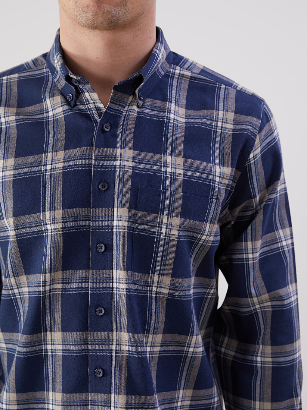 LCWAIKIKI Classic Regular Fit Long Sleeve Plaid Gabardine Men's Shirt -W53398Z8-LKQ