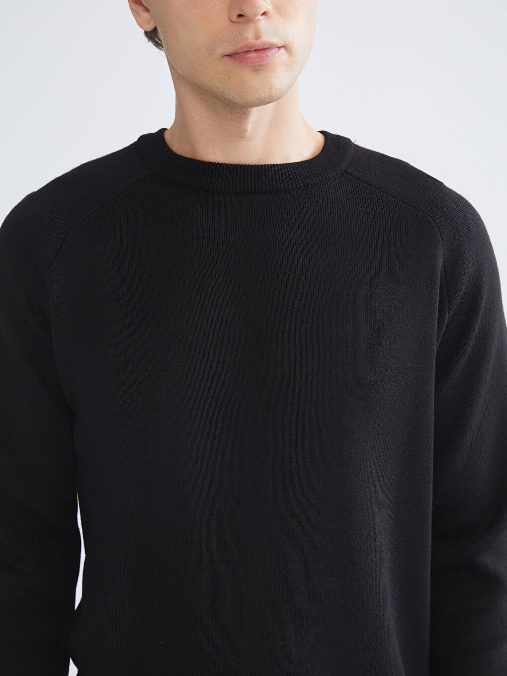 Crew Neck Long Sleeve Men's Tricot Sweater-2