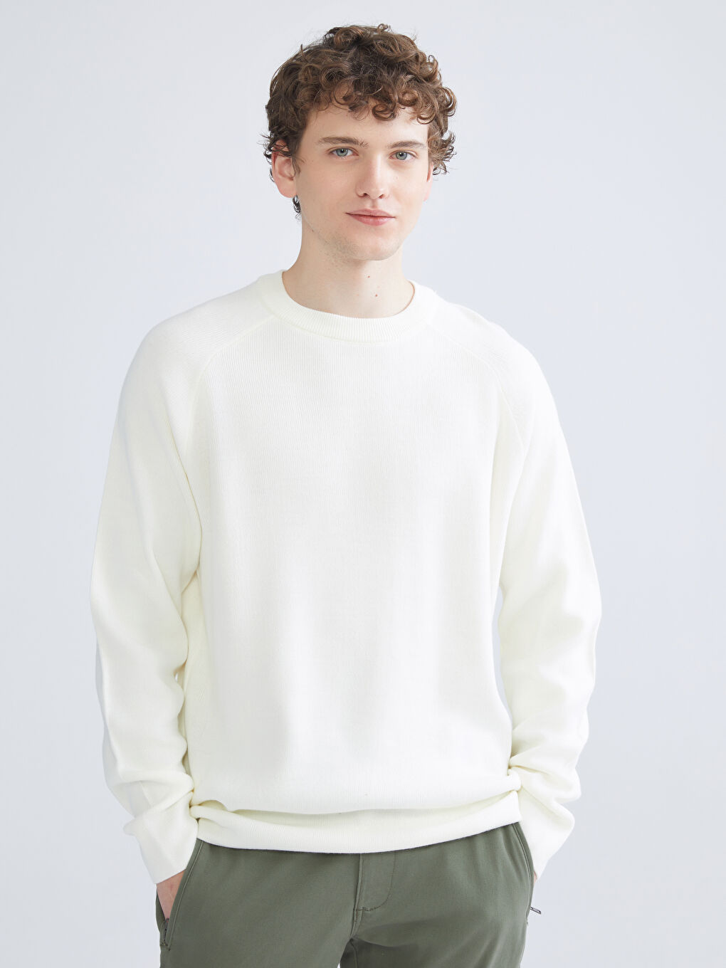 Crew Neck Long Sleeve Men's Tricot Sweater