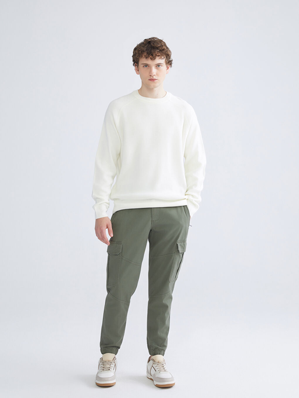 Crew Neck Long Sleeve Men's Tricot Sweater-1